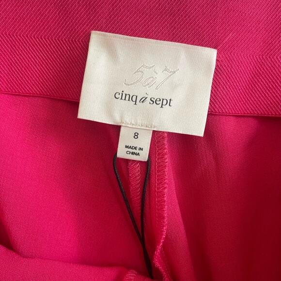 NWT Cinq à Sept Brianne Pintuck Crepe Pants Side Slit Hot Pink Women’s size 8 - Picture 7 of 10